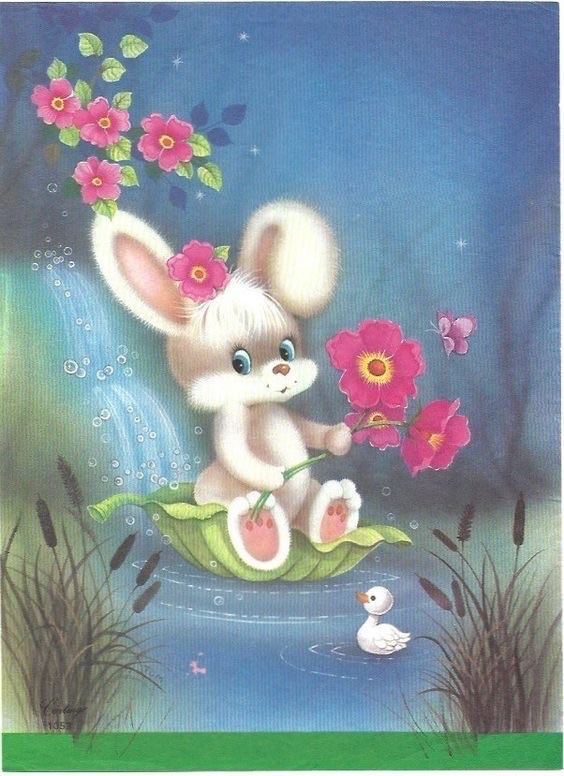 Create meme: bunny postcard, a postcard with a bunny, Bunny 