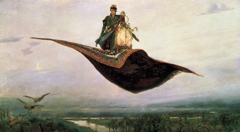Create meme: vasnetsov viktor mikhailovich flying carpet, vasnetsov carpet plane, vasnetsov's painting carpet plane
