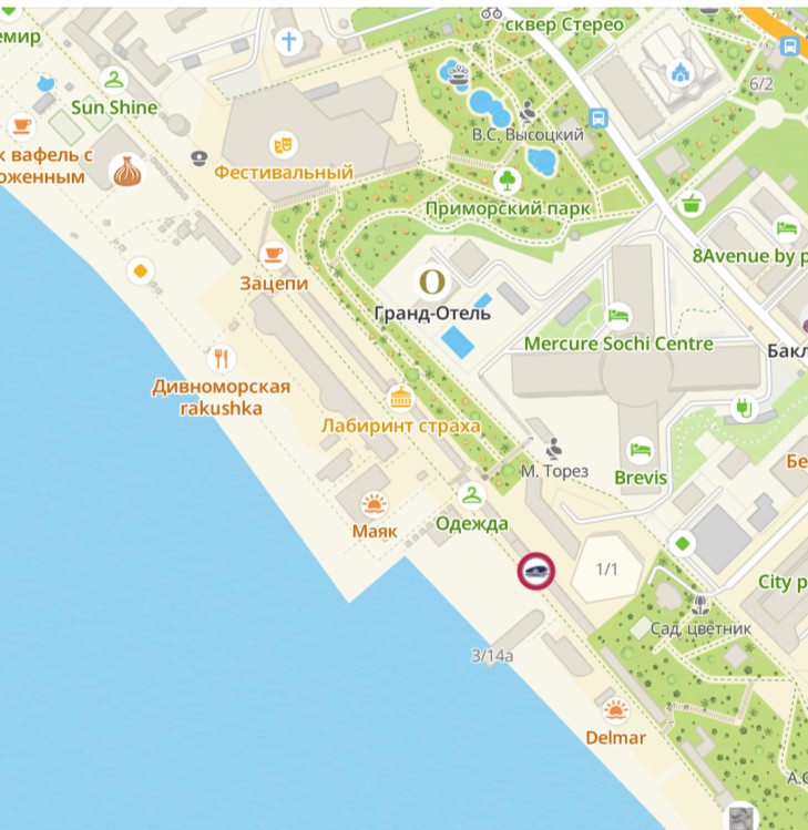 Create meme: text page, Marins Park hotel on the map, map of Sochi