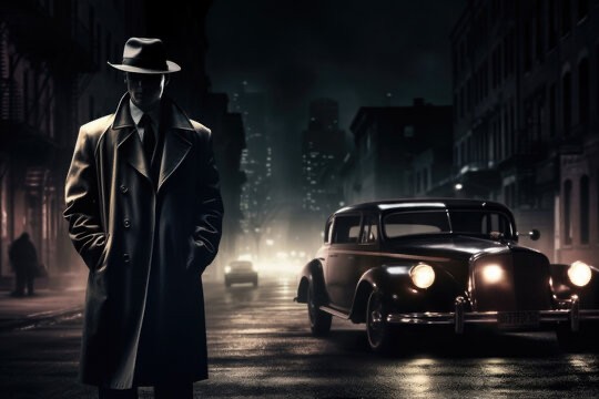 Create meme: noir detective, mafia art, noir detective