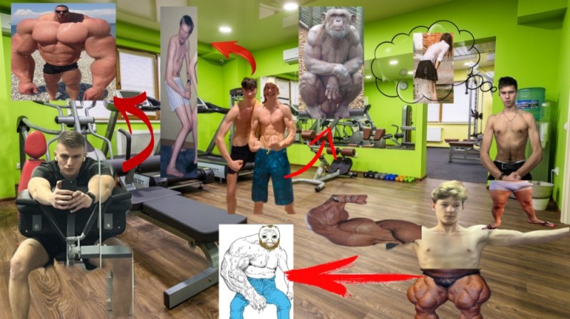 Create meme: training in the gym, press training, push-ups from the floor