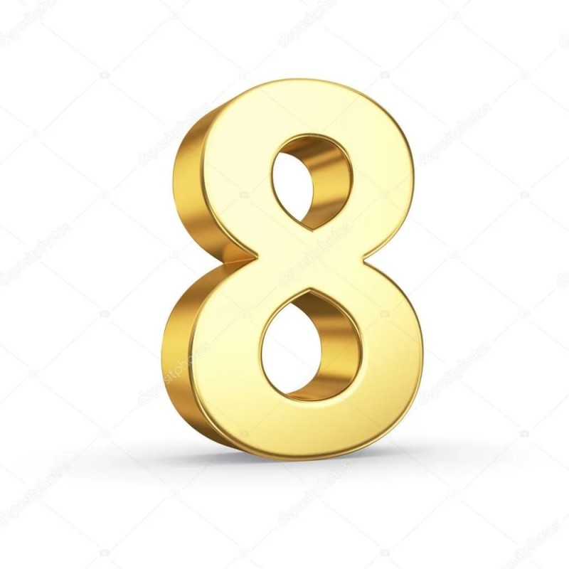 Create meme: golden number 8 on a transparent background, figure 8, the number 8 is golden