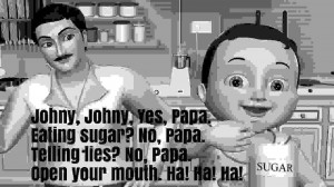 Создать мем: мем johnny johnny yes papa?, джонни джонни ноу папа, джони джони ес