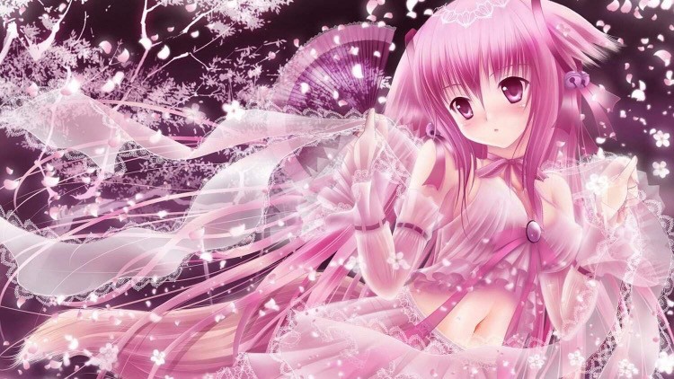 Create meme: pink anime, anime, pink anime hair