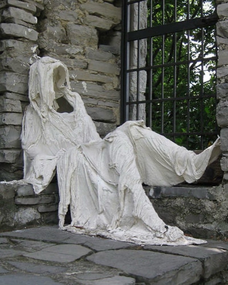 Create meme: Lake Como sculpture of a ghost castle, Statue of the Virgin Mary in San Cristobal, sculpture of a ghost in Vecio Castle