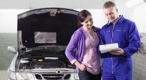 Create meme: car service, communication cars & trucks with customer, mechanic