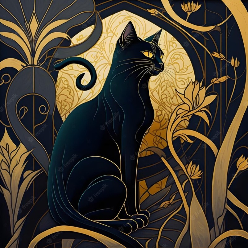 Создать мем: кошачий арт, кошка в стиле модерн, плакат черный кот