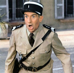 Create meme: gendarme, Louis de Funes Commissioner, the gendarme Cruchot