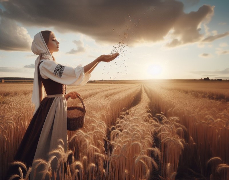 Создать мем: девушка жница в поле, женщина, пшеничное поле
