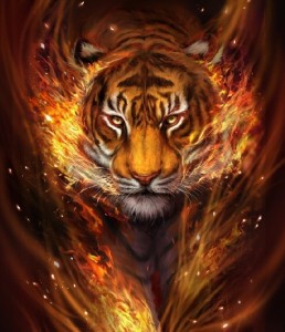 Create meme: oil painting tiger face, drawings fire tiger, tiger art