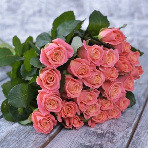 Создать мем: букет коралловых роз, букет розовых роз, роза мисс пигги