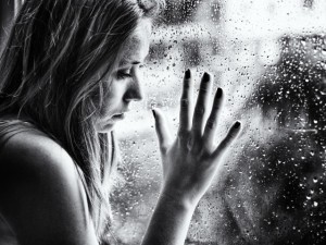 Create meme: sadness, the girl at the window the rain picture, black and white pictures