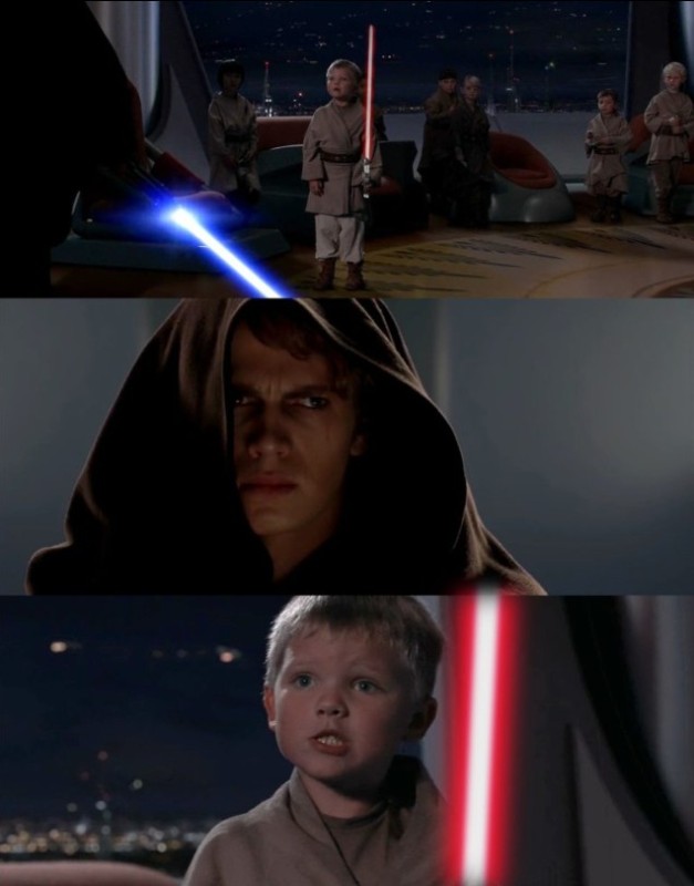 Create meme: Luke Skywalker , star wars Anakin , Anakin Skywalker kills Younglings