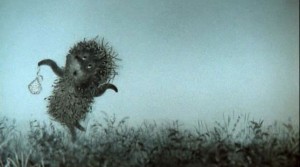 Create meme: hedgehog in the fog GIF, hedgehog in the fog GIF, hedgehog in the fog with a knot