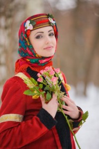 Create meme: Slavyanka, shawl, Russian shawl