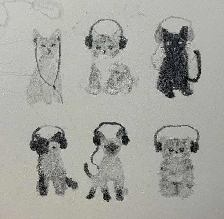 Создать мем: рисунки котиков, красивые собаки, зарисовки