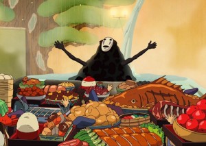 Create meme: anime, spirited away, spirited away faceless eats