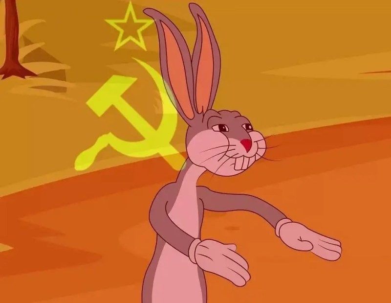 Создать мем: кролик банни коммунист, советский багз банни, мем багз банни
