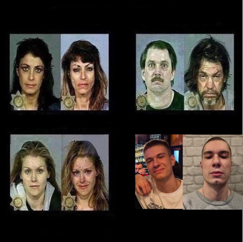 Создать мем: addicts before and after, наркотики мемы, алкоголь героин кокаин мем
