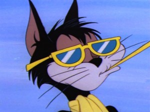 Create meme: Jerry, Tom and Jerry with sunglasses, the black cat from Tom and Jerry