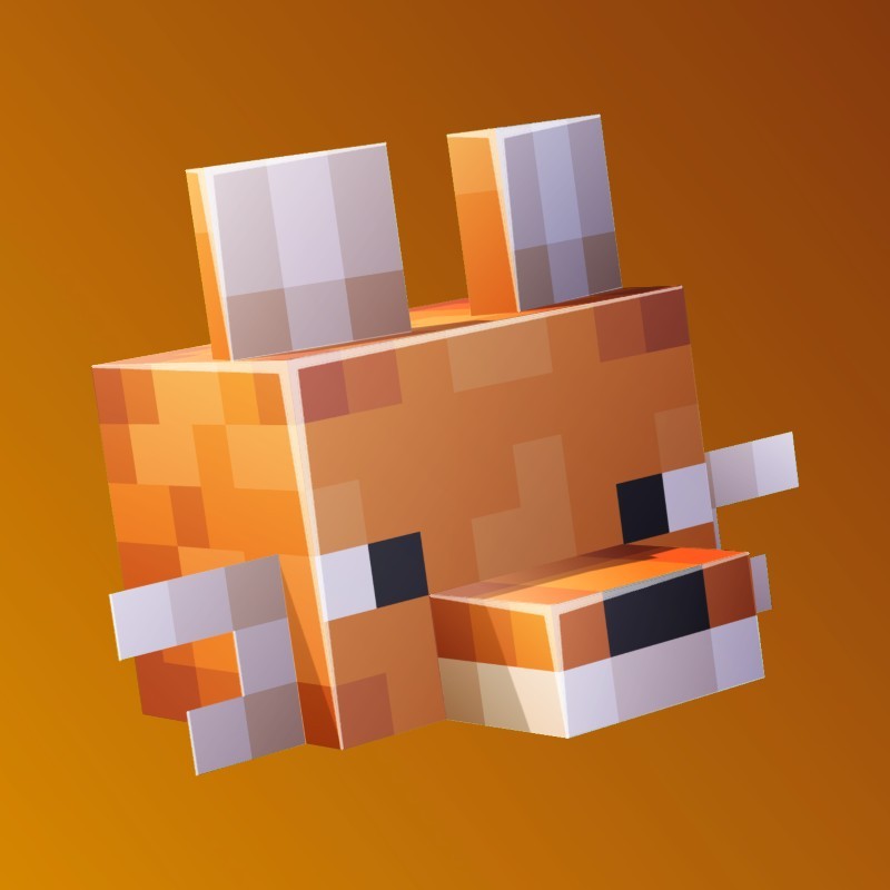 Create meme: minecraft fox, fox from minecraft, fox minecraft building