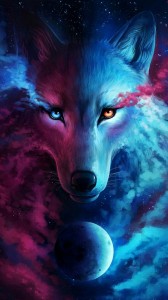 Создать мем: neon wolf, красивые рисунки волков космические, арты волк и космос