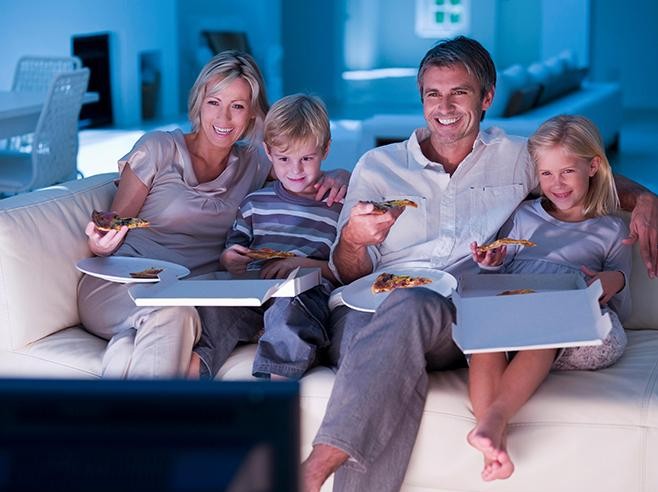 Create meme: family watching a movie, the family of the TV, family 