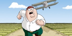 Создать мем: питер гриффин бежит от самолёта, питер гриффин убегает от самолета, гриффины 4 сезон