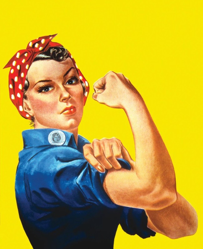 Create meme: rosie the riveter , riveter Rosie, a woman with a fist poster