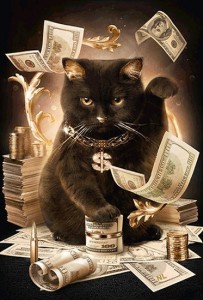 Создать мем: алмазная вышивка денежный кот, Кошка, кот картина