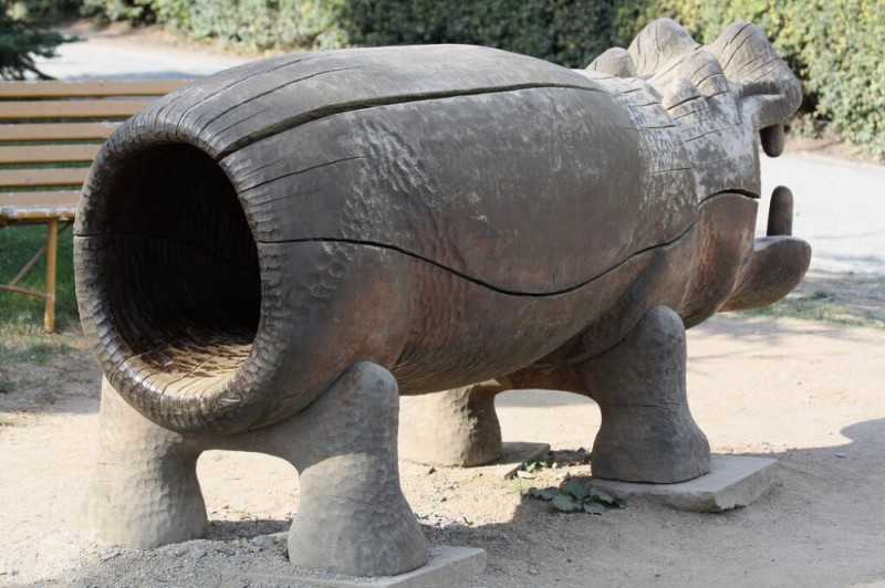 Create meme: Hippo with a hole, Hippo , a statue in honor of the hippopotamus