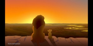 Create meme: the lion king and Simba at sunset, Simba at sunset, Simba and Mufasa sunset