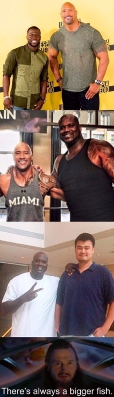 Create meme: Kevin Hart and Shaquille Oneal, Kevin hart, Shaquille O'Neal and Dwayne Johnson