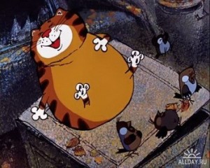 Создать мем: возвращение блудного сына, толстый кот мультфильм, кот василий