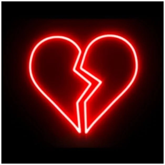 Создать мем: неоновое разбитое сердце, неоновые сердечки, неоновые сердечки на черном фоне
