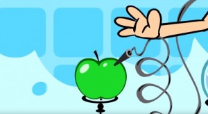 Создать мем: зеленое яблоко, разрезные картинки яблоко, айфон яблоко карикатура