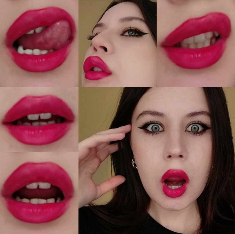 Create meme: lip makeup, girl , bright lipstick
