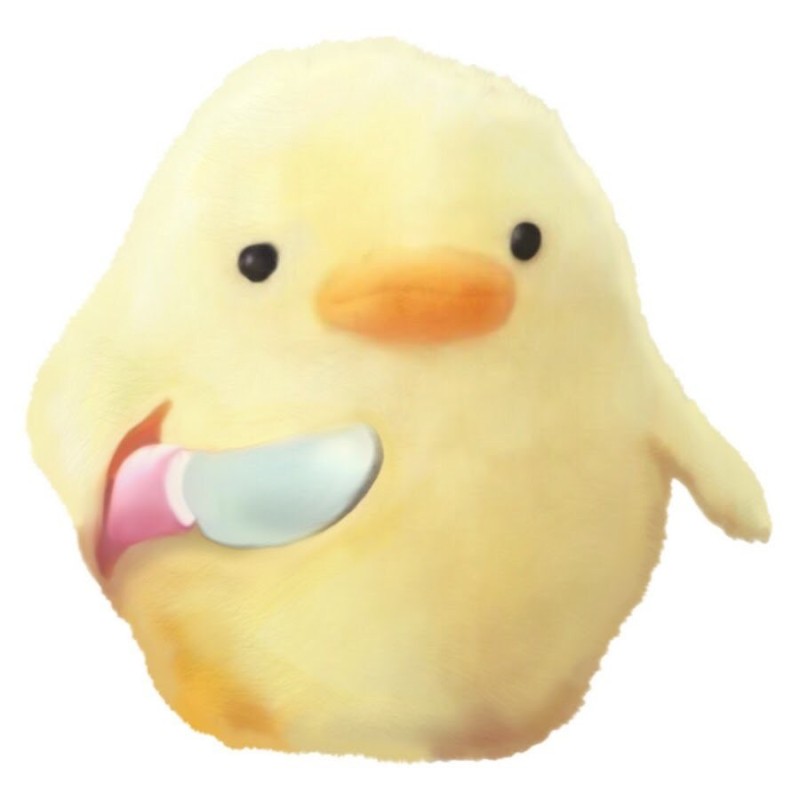 Create meme: chicken with a knife, duck with a knife, duck with a knife