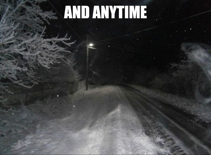 Create meme: snow at night, darkness, winter snow