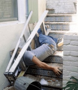 Create meme: falling down, funny pic, stairs