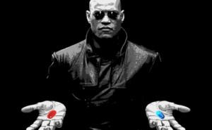 Create meme: neo, red pill, Morpheus with the pills