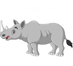 Создать мем: носорог, носорог мультяшный на белом фоне, носорог рисунок для детей