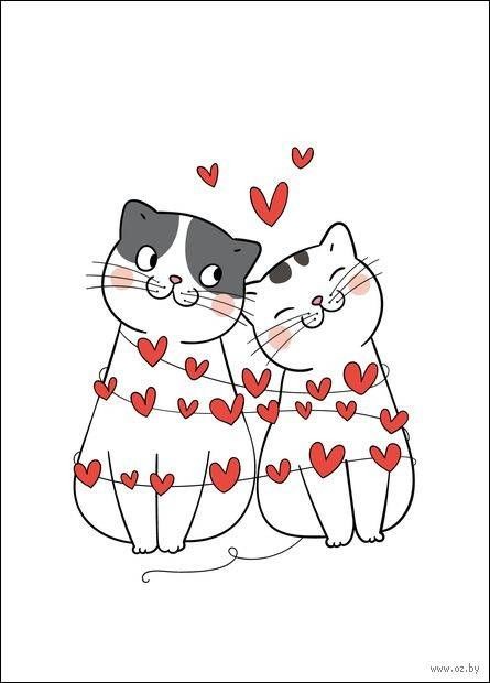 Create meme: how to make love with cats, valentine's day drawings, happy valentine's day cats