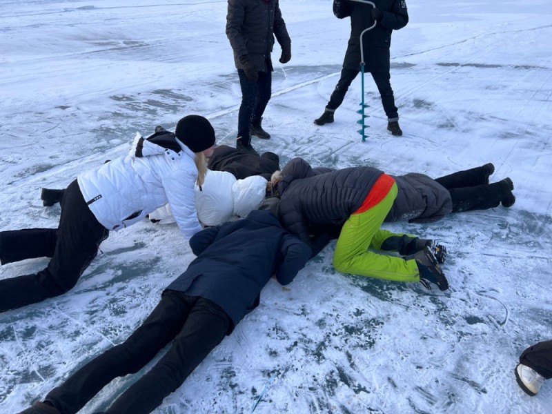 Create meme: in the snow, fell through the ice, the man fell through the ice