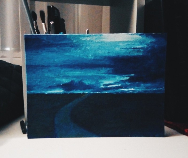 Create meme: painting seascape, pictures , painting on black canvas