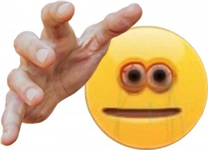 Create meme: meme smiley with a hand