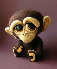 Создать мем: обезьяна игрушка, обезьянка валяная, мягкая игрушка обезьянка с шерстью