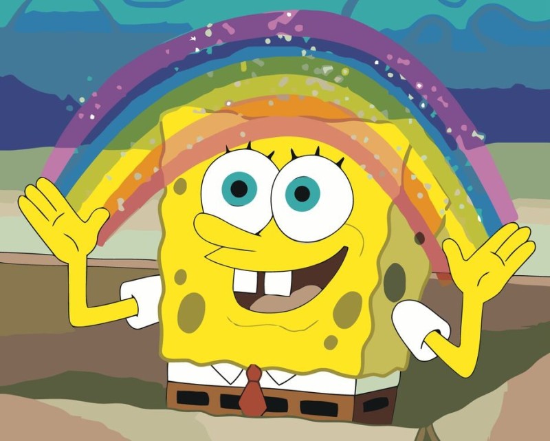 Create meme: spongebob rainbow , sponge Bob square pants , meme spongebob imagination