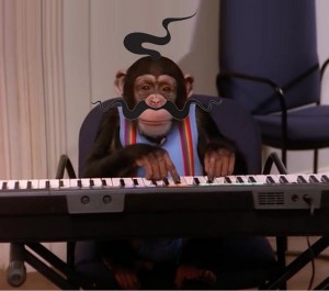 Создать мем: домашняя обезьяна, шимпанзе в клипе, обезьяна