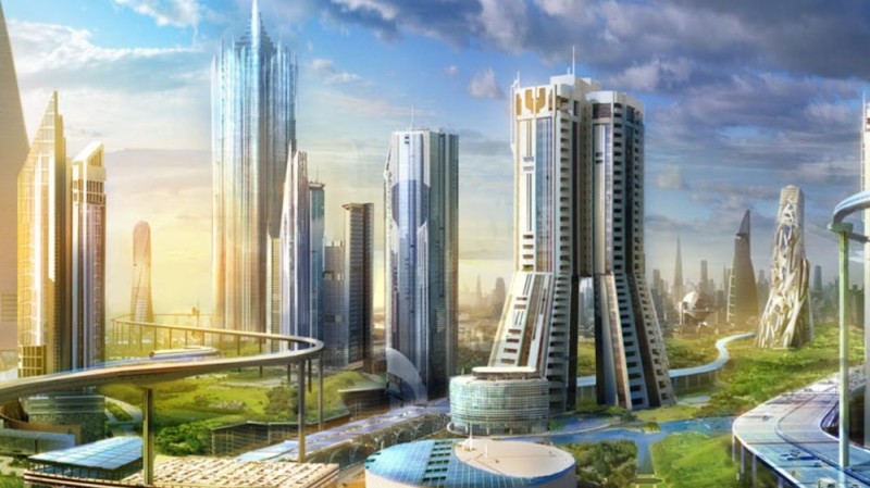 Create meme: neom is the city of the future, the city of the future, futuristic city of the future